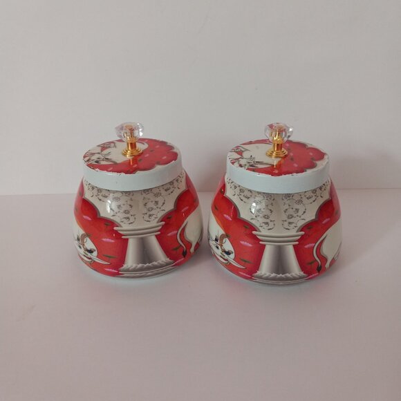 Indian Tin Jars with Cow Set of 2 - Picture 5 of 7